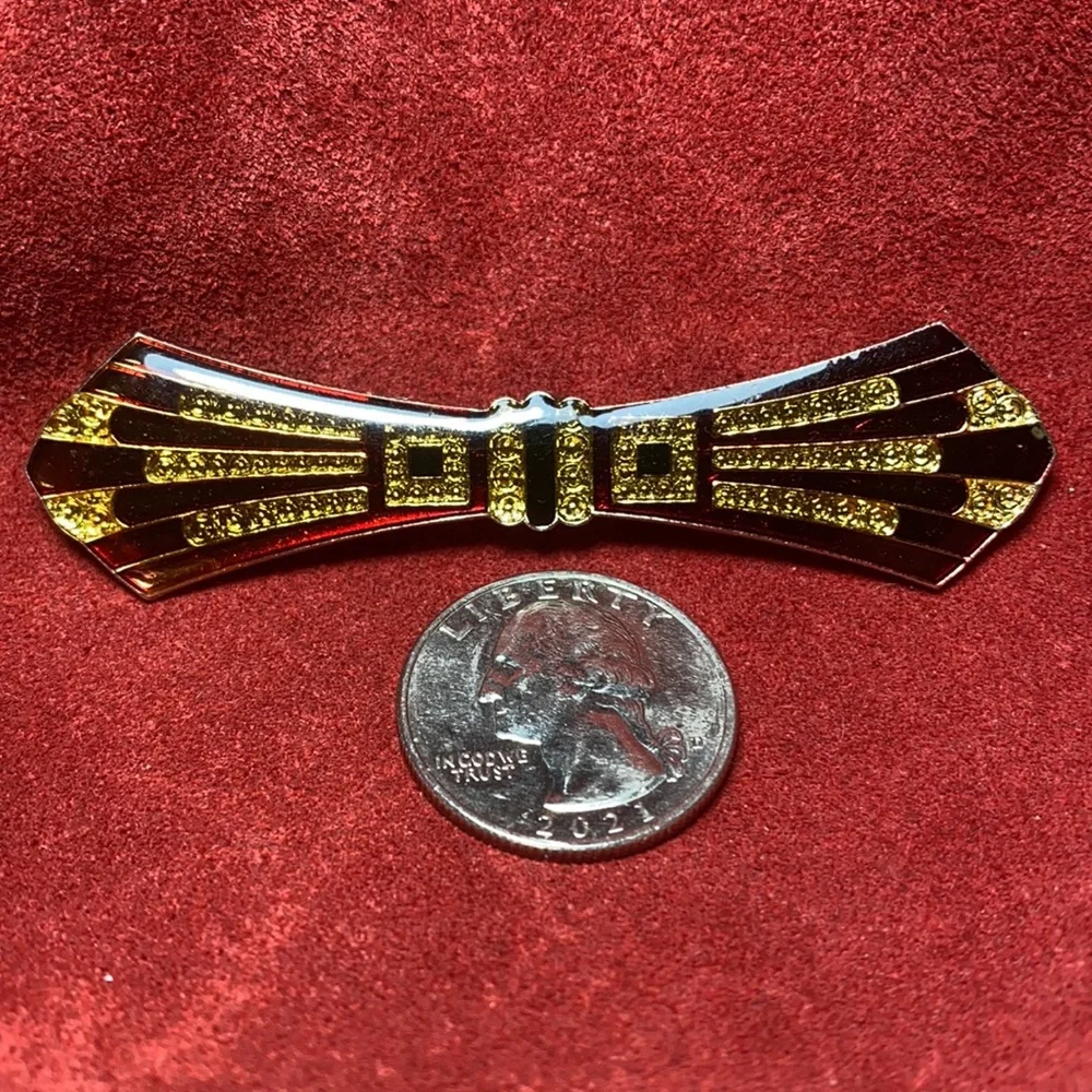 Vintage Pierre Bex Art Deco Enamel Bow Tie Pin Brooch